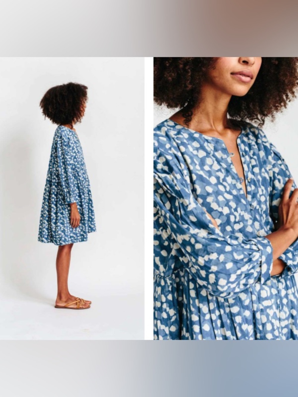 💙 MIRTH Indigo Anguilla Dress – Size Medium – 100% Cotton Blue Printed Dress 💙